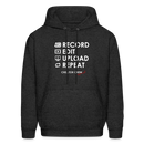 Record. Edit. Upload. Repeat. Cropped Hoodie - charcoal grey