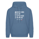 Record. Edit. Upload. Repeat. Cropped Hoodie - denim blue