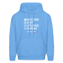Record. Edit. Upload. Repeat. Cropped Hoodie - carolina blue
