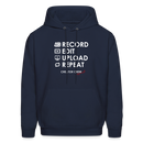 Record. Edit. Upload. Repeat. Cropped Hoodie - navy