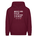 Record. Edit. Upload. Repeat. Cropped Hoodie - burgundy