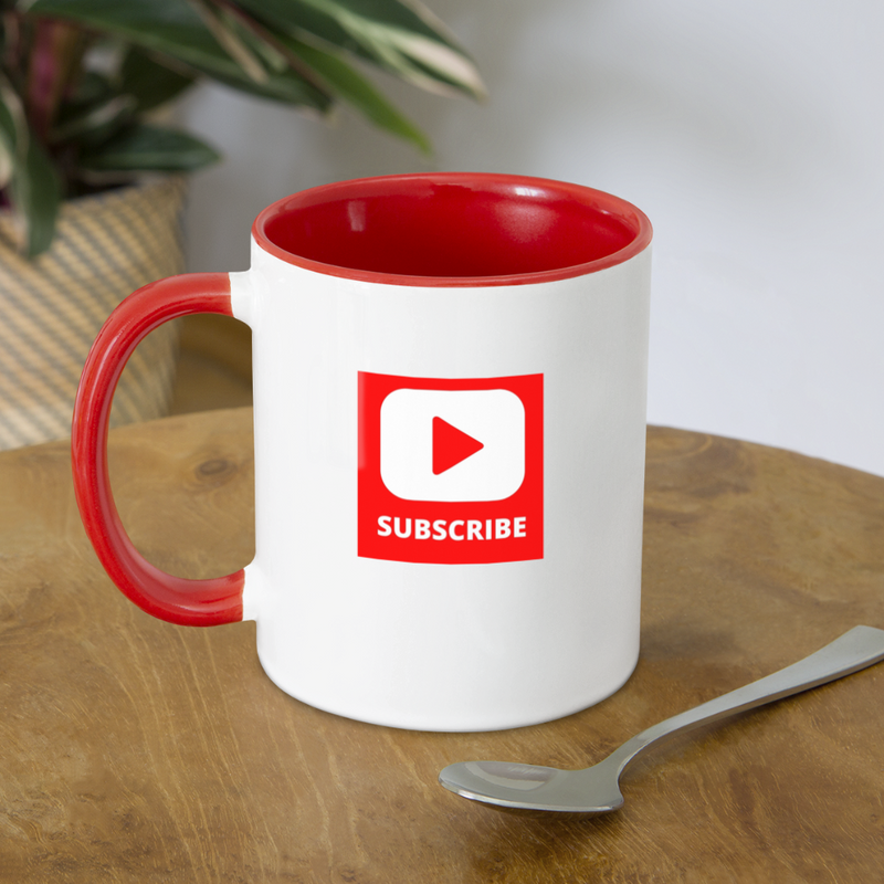 Red Subscribe Contrast Coffee Mug - white/red