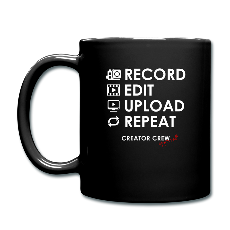 Record. Edit. Upload. Repeat. Mug - black