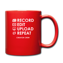 Record. Edit. Upload. Repeat. Mug - red