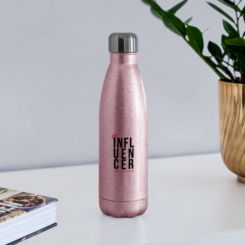 Influencer Insulated Stainless Steel Water Bottle - pink glitter