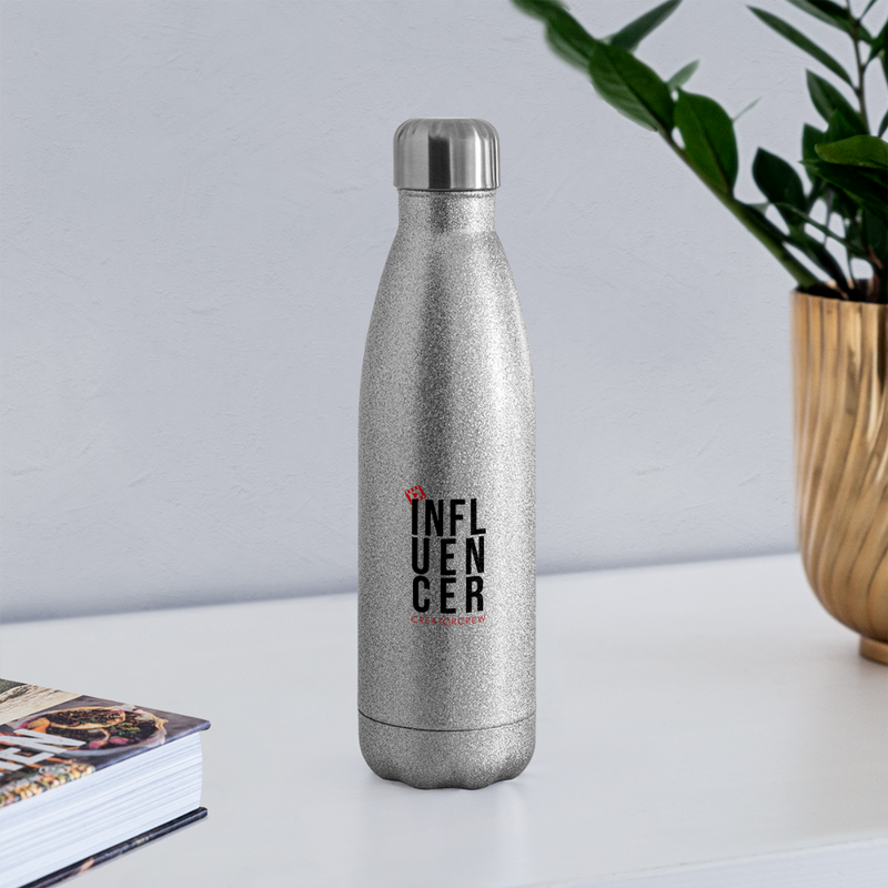 Influencer Insulated Stainless Steel Water Bottle - silver glitter